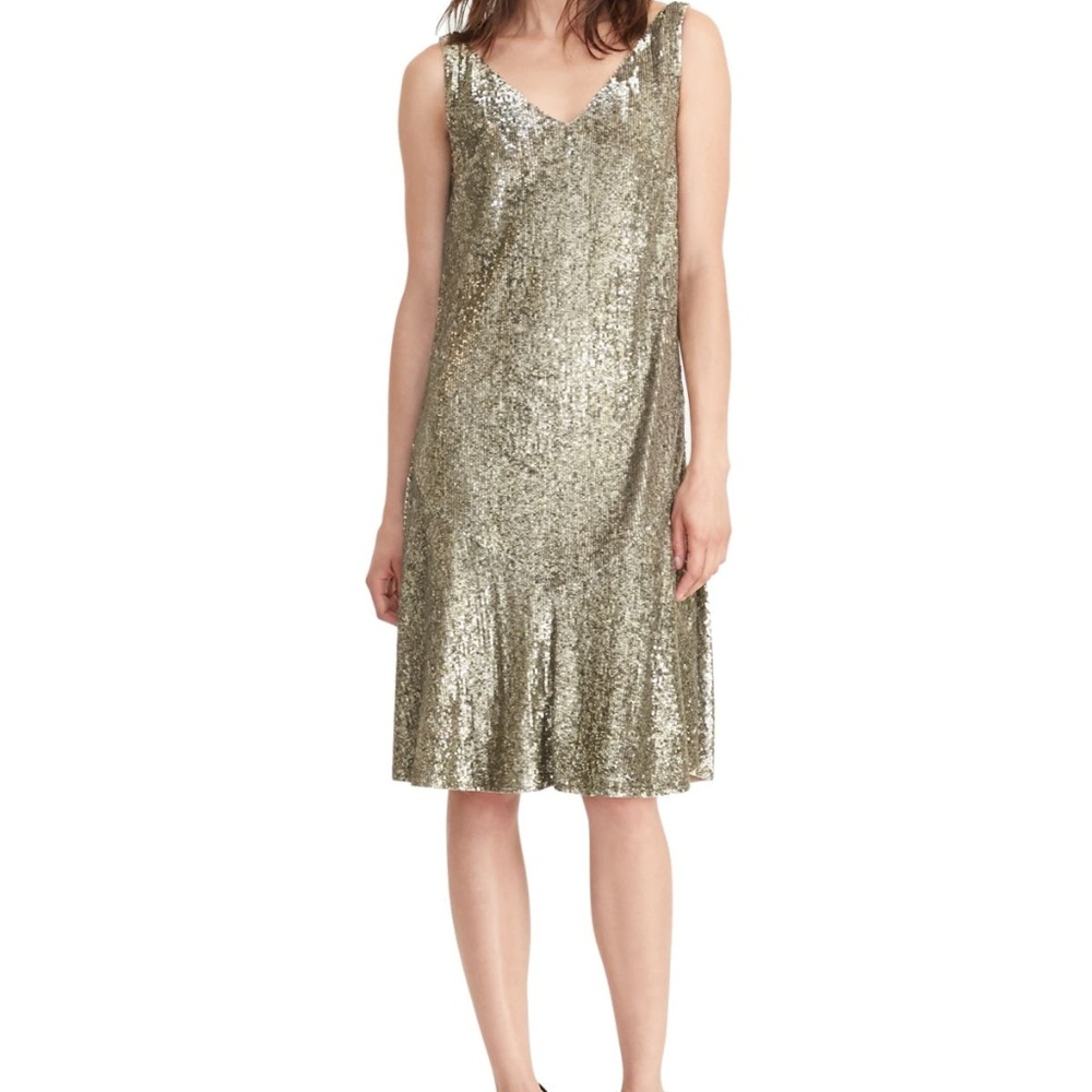 Lauren Ralph Lauren Sequined V-Neck Dress